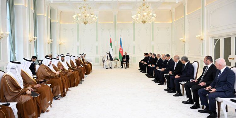 Prezidentlər İlham Əliyevin və Şeyx Məhəmməd bin Zayed Al Nəhyanın geniş tərkibdə görüşü olub