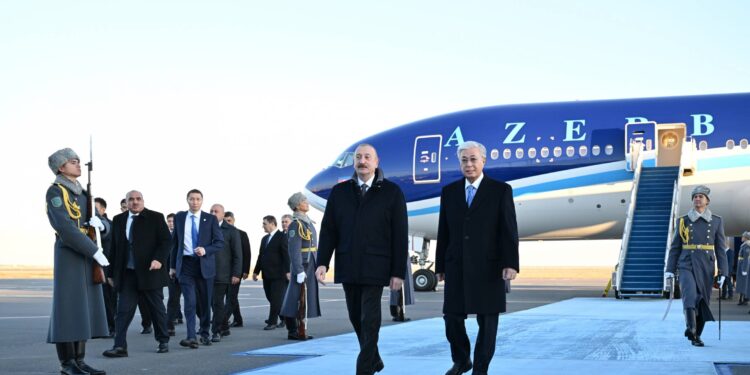 İlham Əliyev Qazaxıstana dövlət səfərinə gəlib