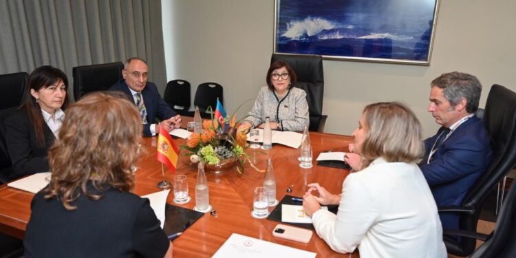 Milli Məclisin sədri Sahibə Qafarova İspaniya Krallığı Deputatlar Konqresinin sədri ilə görüşüb