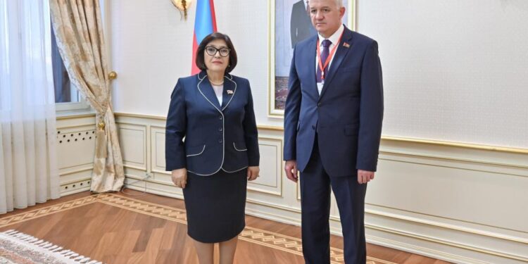 Milli Məclisin sədri Sahibə Qafarova Belarus Milli Assambleyası Respublika Şurası sədrinin müavini ilə görüşüb