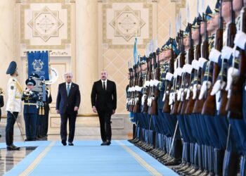 Astanada İlham Əliyevin rəsmi qarşılanma mərasimi olub