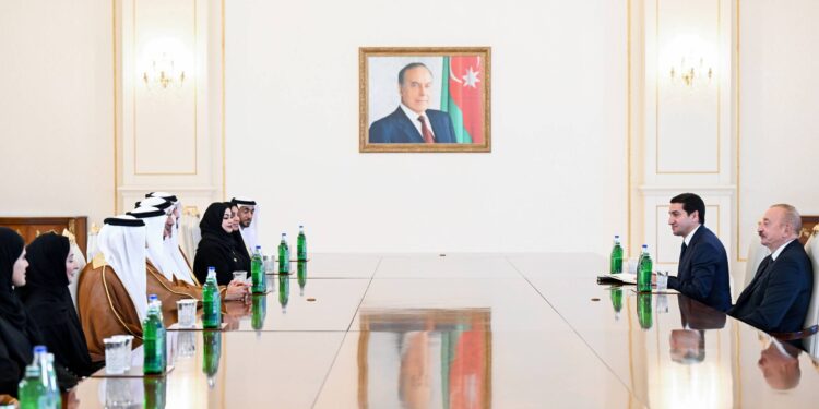 İlham Əliyev Birləşmiş Ərəb Əmirlikləri Federal Milli Şurasının sədrini qəbul edib