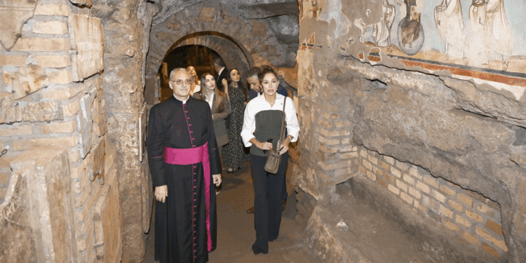 Mehriban Əliyeva Müqəddəs Komodilya katakombalarının bərpası layihəsinin açılışında iştirak edib