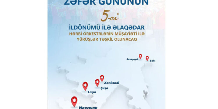 Zəfər Günü münasibətilə hərbi orkestrlərin müşayiəti altında yürüşlər keçiriləcək