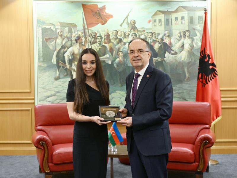 Leyla Əliyeva Tiranada Albaniya Prezidenti Bayram Beqay ilə görüşüb