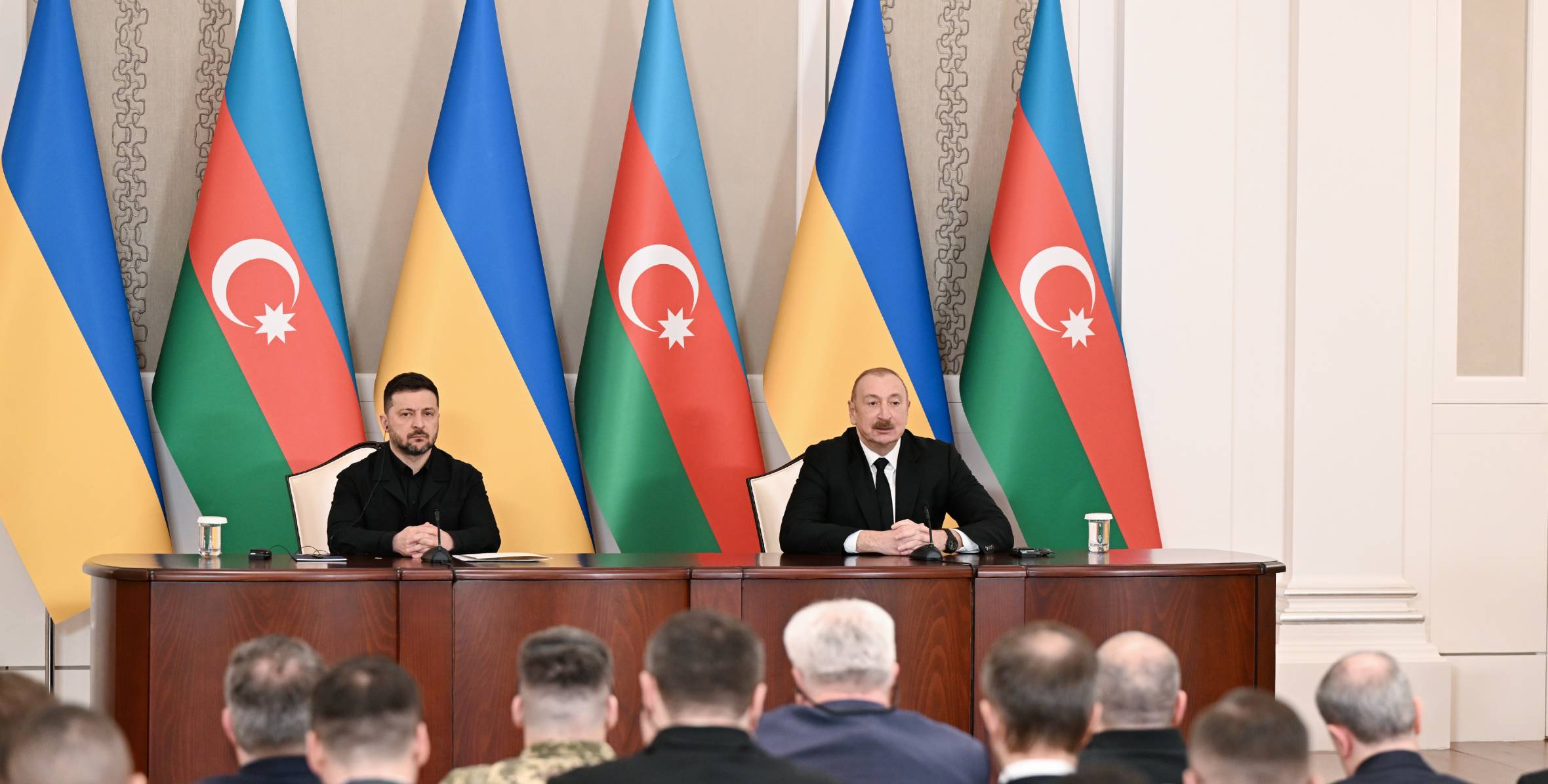 Azərbaycan və Ukrayna prezidentləri mətbuata bəyanatlarla çıxış ediblər